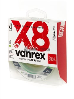 Шнур Lucky John Vanrex X8 Braid Fluo Green 125м / 0,12мм / 5,20кг - фото 17571