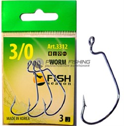 Крючок офсет.FishSeason Worm бол.ушко 3312 №1/0 - фото 20658
