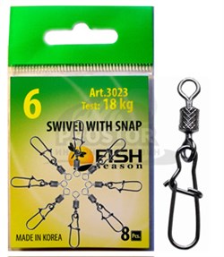 Вертлюг с карабином Fish season swivel with snap №12 - фото 9603