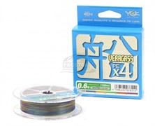 Шнур YGK Veragass PE X4 #0.8 100м 0.148мм 4,8кг (многоцветная)