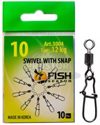 Вертлюг с карабином Fish Season Swivel with snap №7