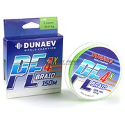 Шнур Dunaev Braid PE x4 150м 0,10мм 3,8кг LIME