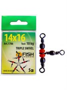 Вертлюг Fish Season на 3 напр/бус TRIPLE SWIVEL №10x12